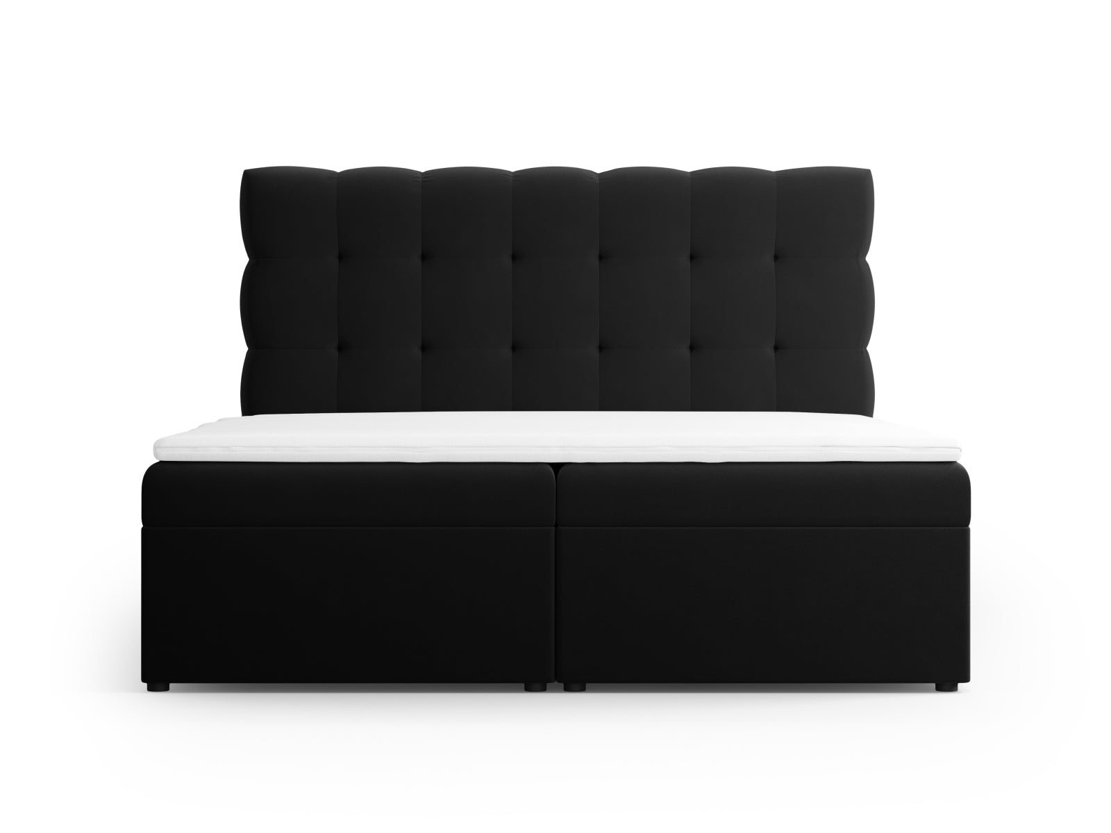 Elegantes Boxspring Bett Set Bali in 160 cm Breite, stilvolles Design in Black-Bluvel, ideal für moderne Schlafzimmer.