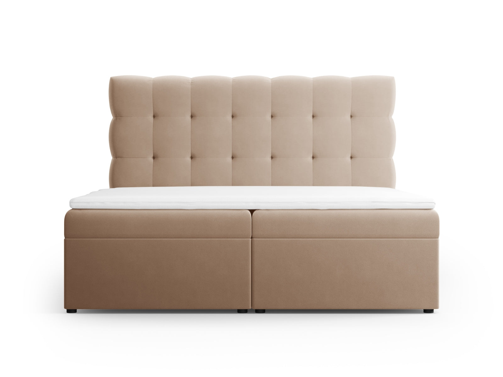 Elegantes Boxspring Bett Set Bali in 180 cm Breite, stilvolles Beige-Bluvel, ideal für modernen Schlafkomfort.