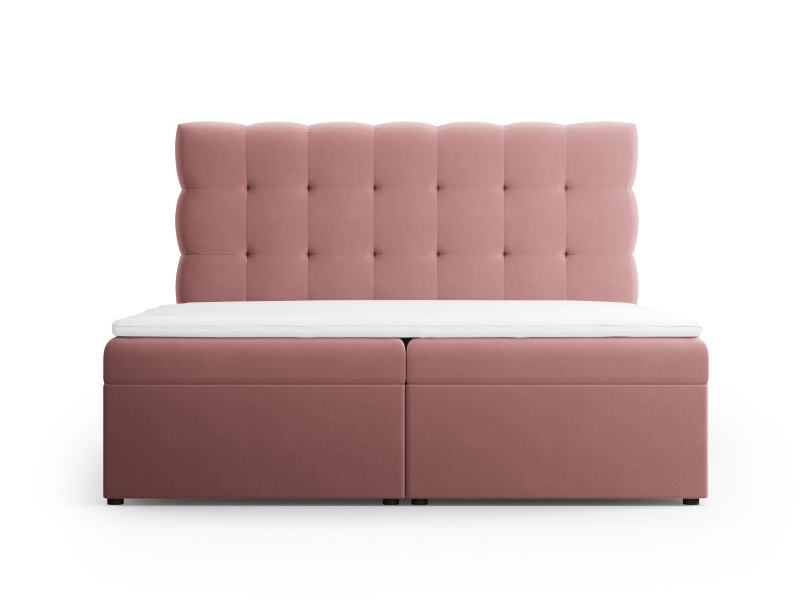 Elegantes Boxspring Bett Set Bali in 180 cm Breite, stilvoll in Pink-Bluvel, ideal für modernes Schlafzimmerdesign.