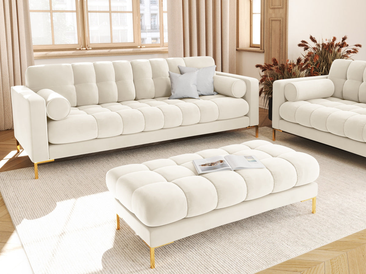 Modulares 2-Sitzer Sofa Bali mit samtähnlichem Bezug auf schlanken Metallbeinen