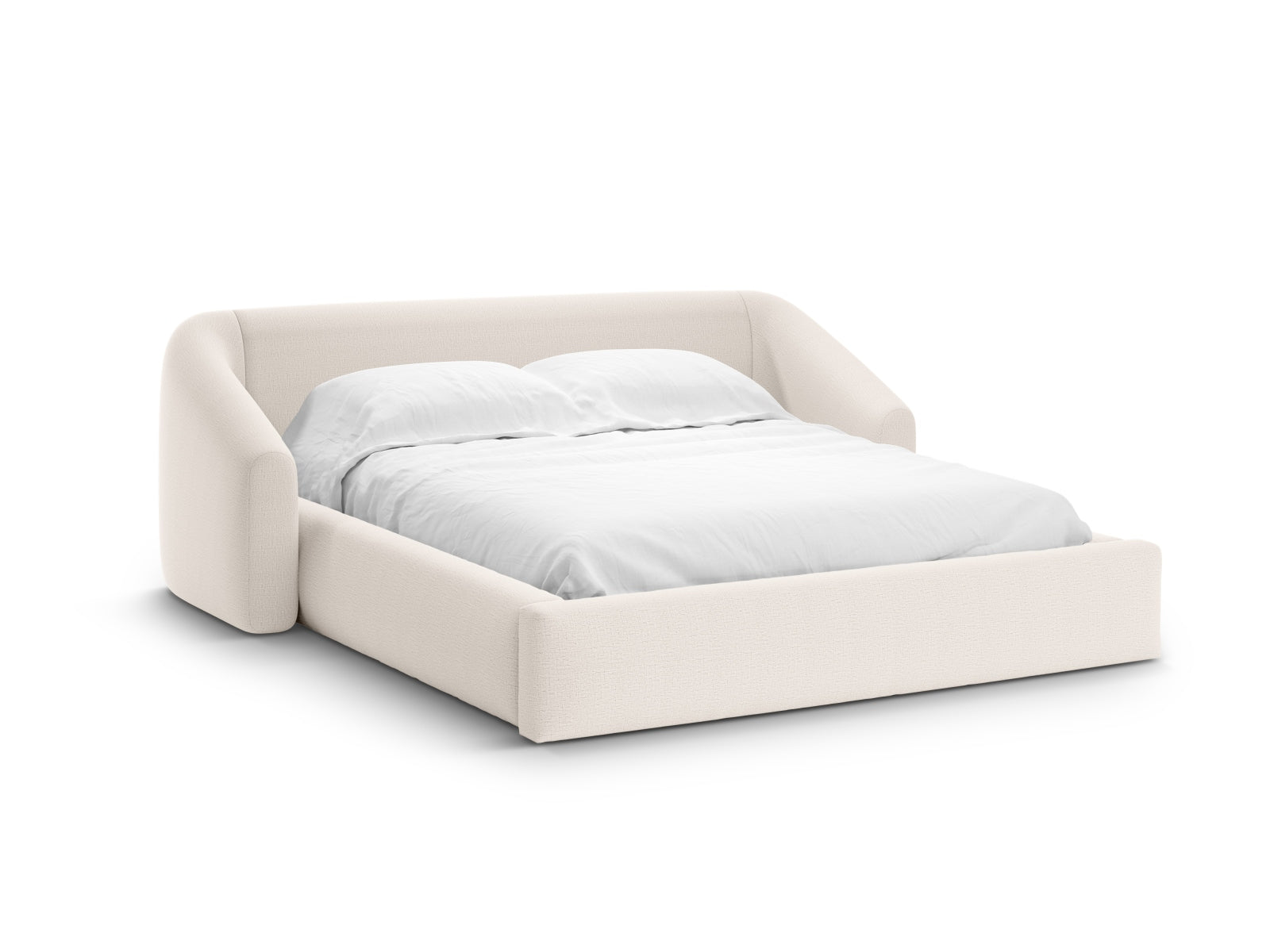 Campi Bett mit Stauraum und Headboard  in Light Beige präsentiert im Onlineshop von KAQTU Design AG. Bett ist von Cosmopolitan Design