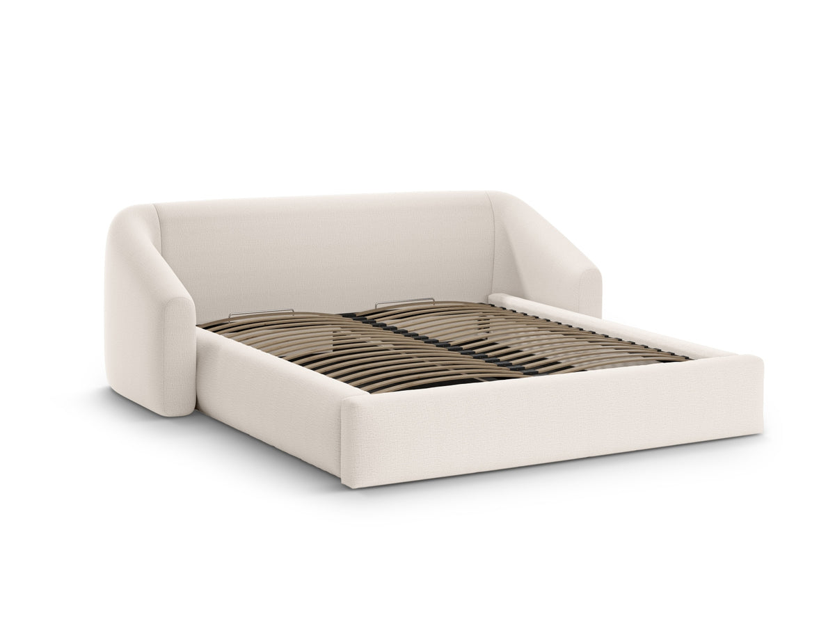 Campi Bett mit Stauraum und Headboard 140cm in Light Beige-Moly präsentiert im Onlineshop von KAQTU Design AG. Bett ist von Cosmopolitan Design