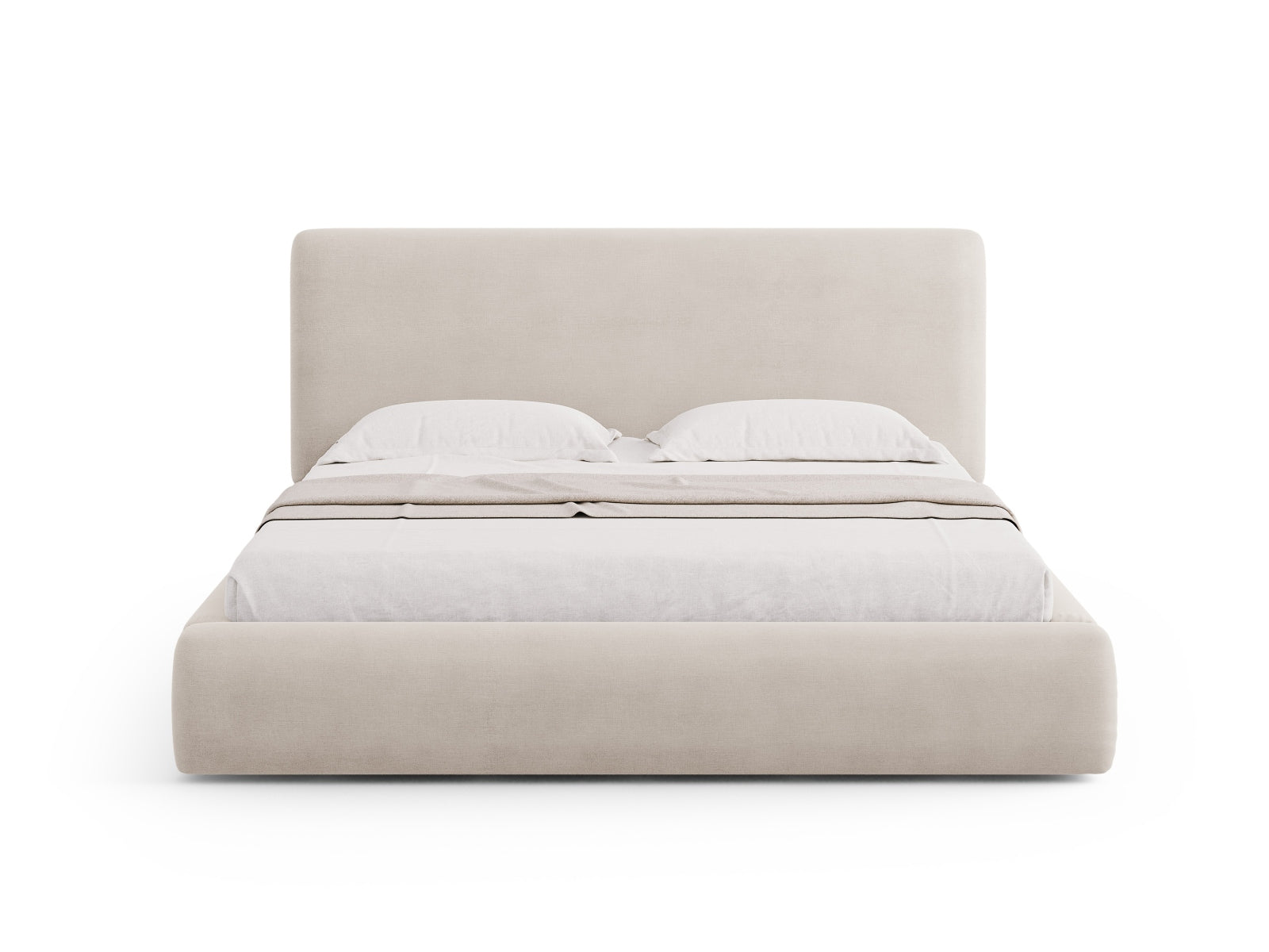 Elegantes Colonel Bett in Beige-Rebel mit praktischem Stauraum und stilvollem Headboard, ideal für moderne Schlafzimmer.