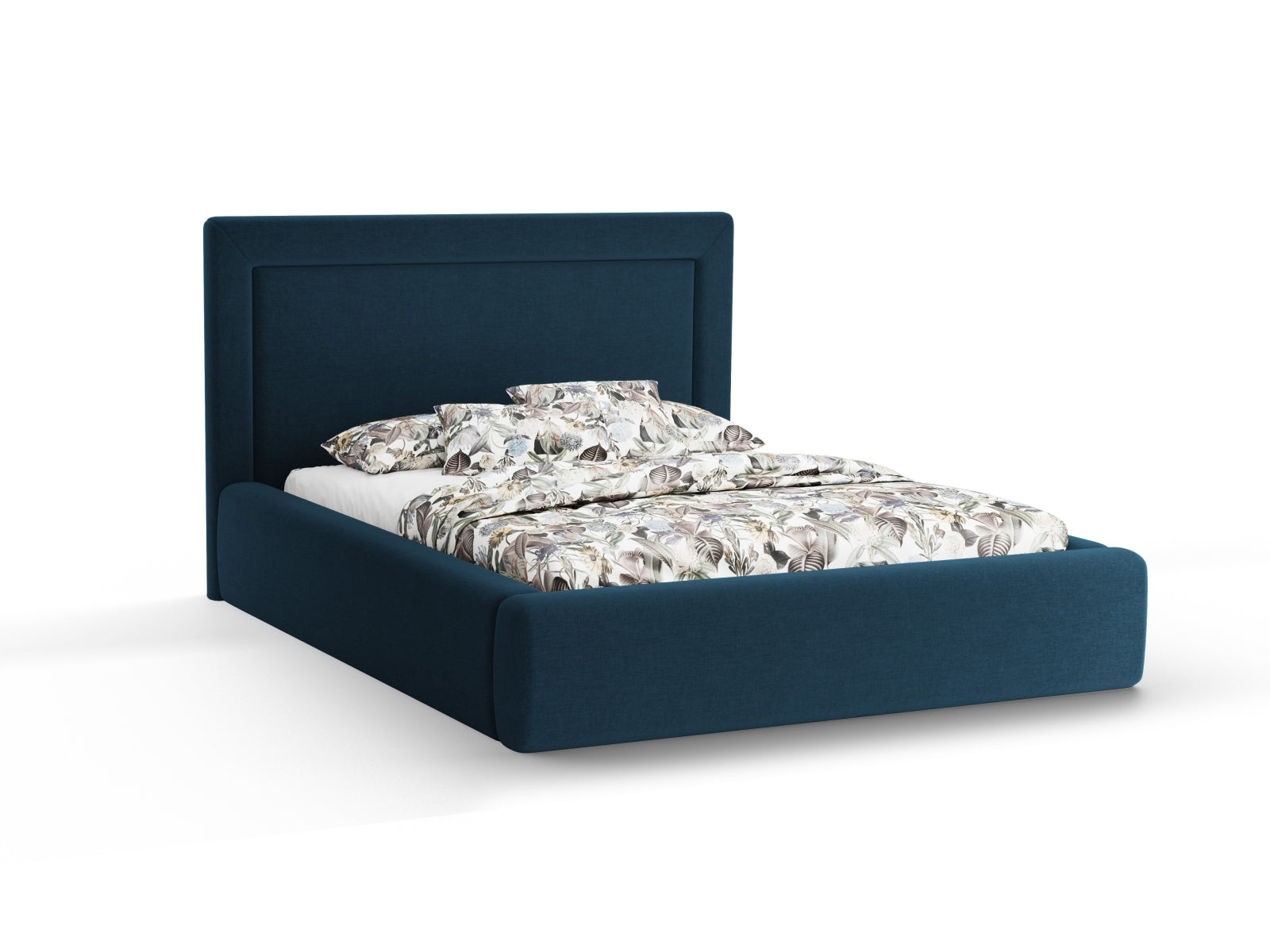 Kremer Bett mit Stauraum mit Kopfteil in Navy Blue-Wind präsentiert im Onlineshop von KAQTU Design AG. Bett ist von Cosmopolitan Design
