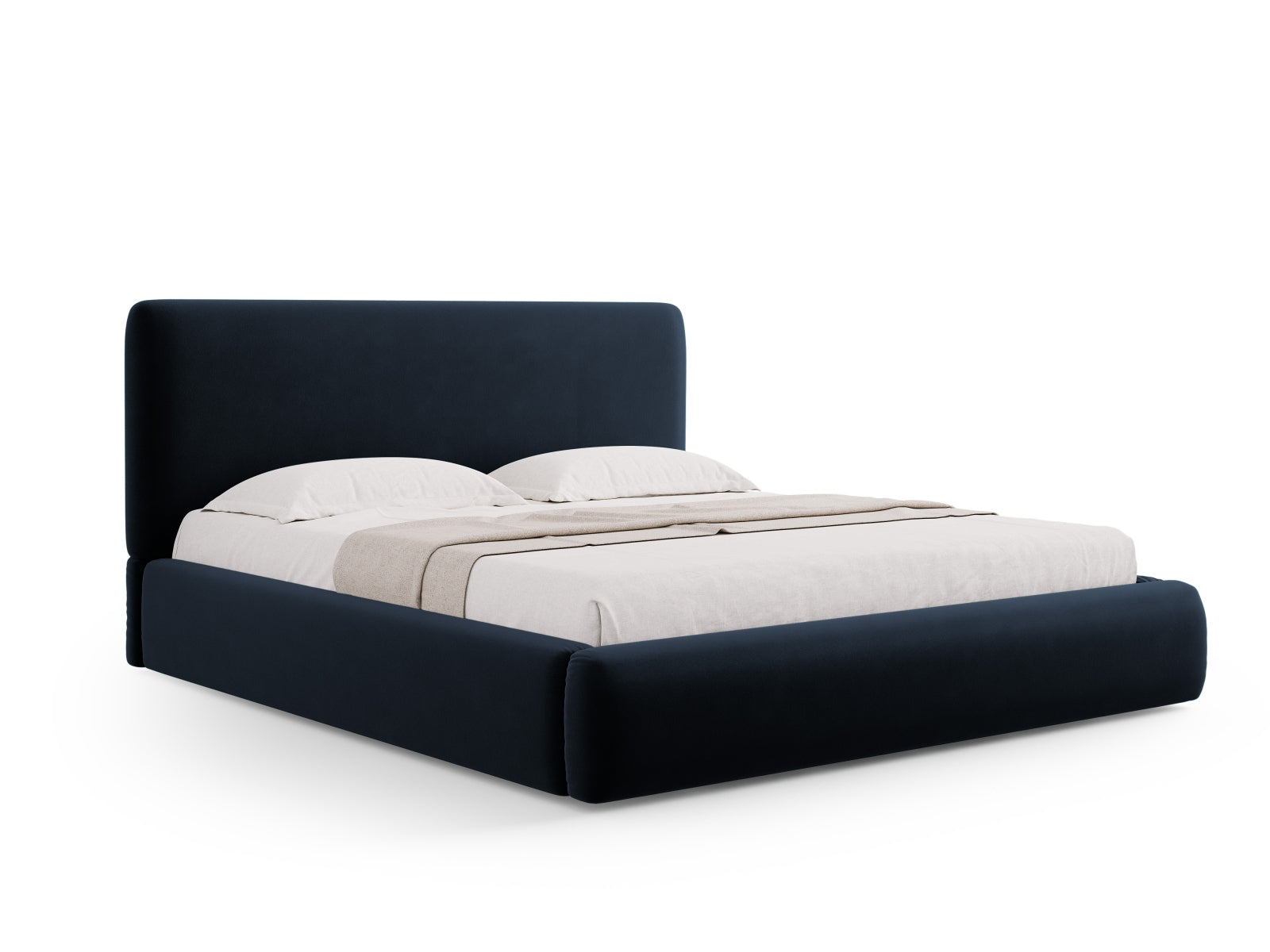 Colonel Velour Bett mit Stauraum und Headboard  in Dark Blue präsentiert im Onlineshop von KAQTU Design AG. Bett ist von Cosmopolitan Design