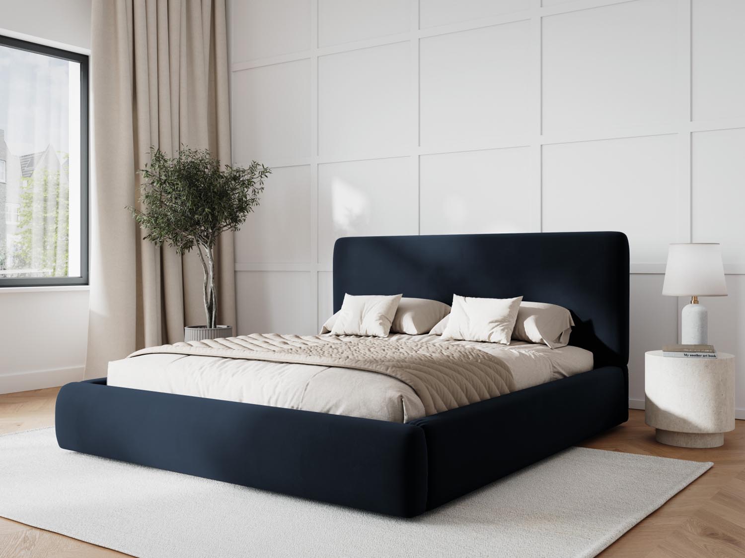 Entdecken Sie das Colonel Velour Bett von Cosmopolitan Design: elegantes Design, praktischer Stauraum und ein modernes Headboard für Ihr Schlafzimmer!