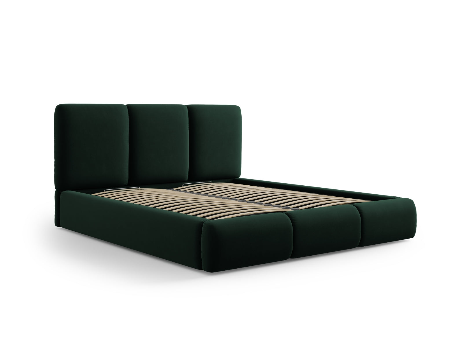 Nicolas Velour Bett mit Stauraum und Headboard  in Bottle Green präsentiert im Onlineshop von KAQTU Design AG. Bett ist von Cosmopolitan Design