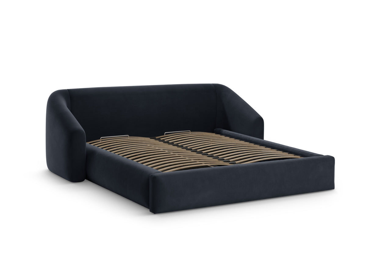 Campi Bett mit Stauraum und Headboard 140cm in Dark Blue-Bluvel präsentiert im Onlineshop von KAQTU Design AG. Bett ist von Cosmopolitan Design