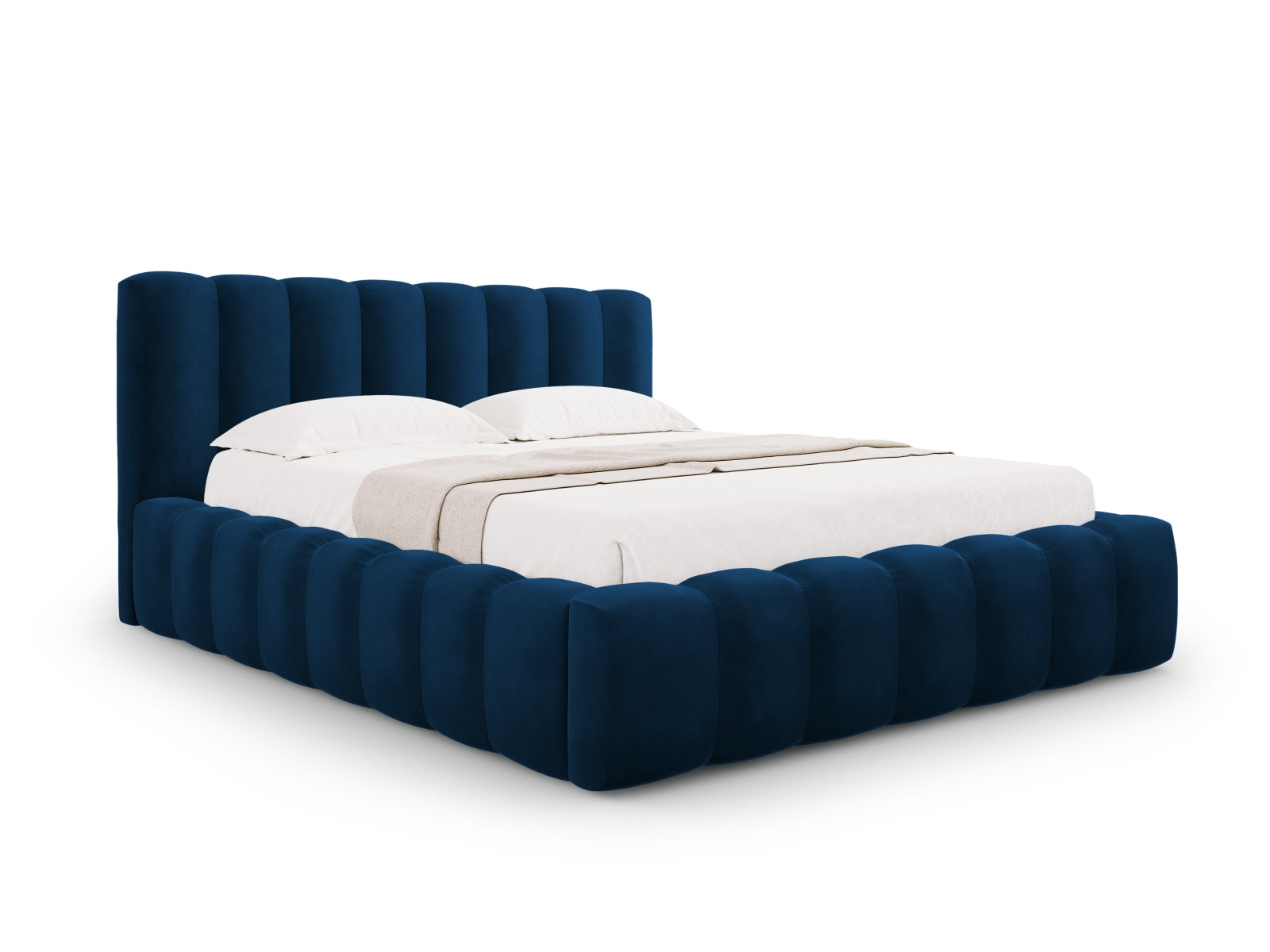 Palma Bett mit Stauraum mit Kopfteil 140cm in Royal Blue-Bluvel präsentiert im Onlineshop von KAQTU Design AG. Bett ist von Cosmopolitan Design