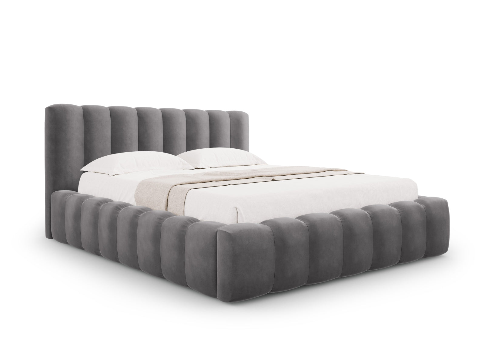 Palma Bett mit Stauraum mit Kopfteil 140cm in Grey-Bluvel präsentiert im Onlineshop von KAQTU Design AG. Bett ist von Cosmopolitan Design