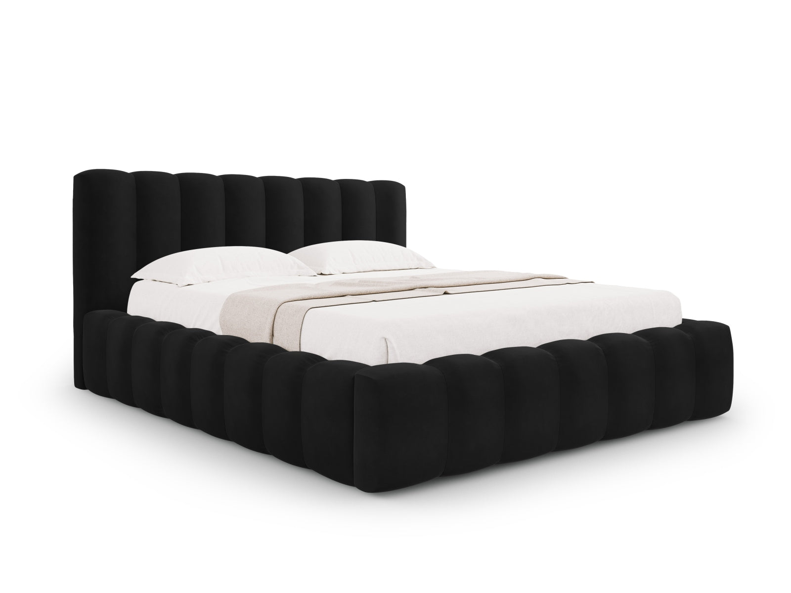Palma Bett mit Stauraum mit Kopfteil 140cm in Black-Bluvel präsentiert im Onlineshop von KAQTU Design AG. Bett ist von Cosmopolitan Design