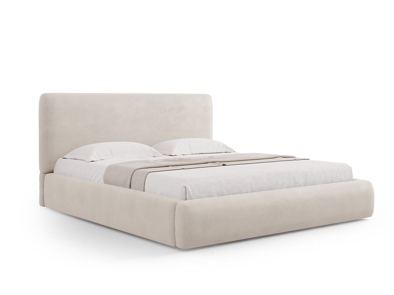 Colonel Bett mit Stauraum und Headboard  in Beige präsentiert im Onlineshop von KAQTU Design AG. Bett ist von Cosmopolitan Design