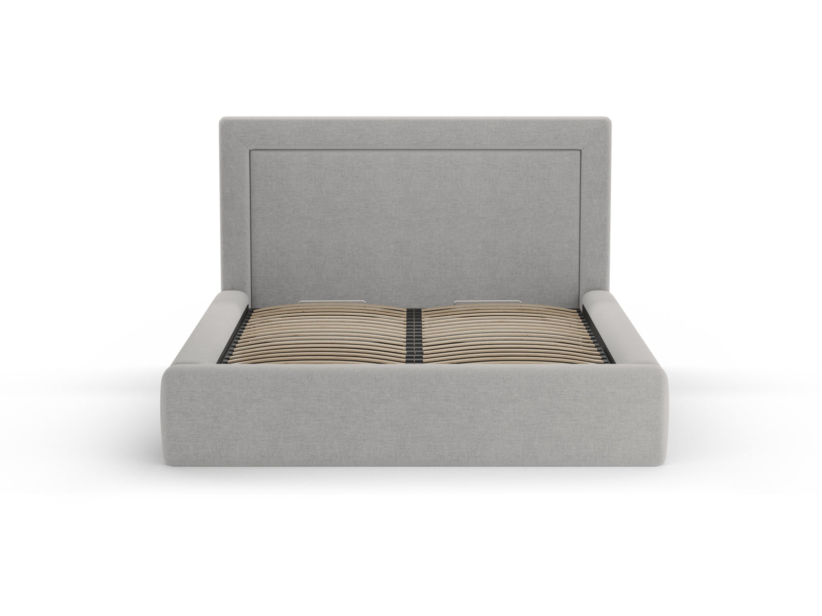 Elegantes Kemer Bett mit 160 cm Breite, Stauraum und stilvollem Kopfteil in Grau, ideal für moderne Schlafzimmer.