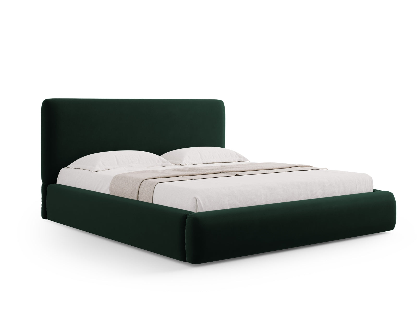 Colonel Velour Bett mit Stauraum und Headboard  in Bottle Green präsentiert im Onlineshop von KAQTU Design AG. Bett ist von Cosmopolitan Design