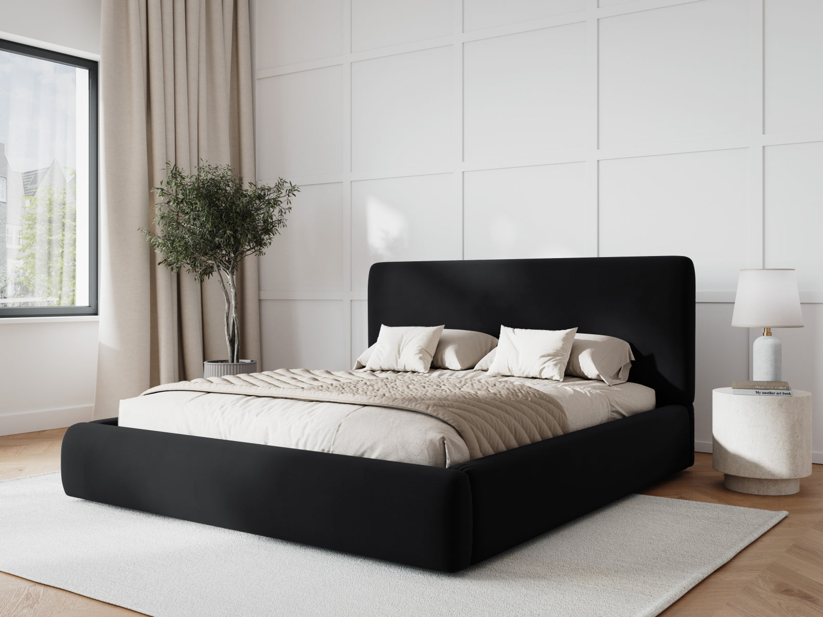 Entdecken Sie das Colonel Velour Bett von Cosmopolitan Design: elegantes Design, praktischer Stauraum und ein modernes Headboard für Ihr Schlafzimmer!