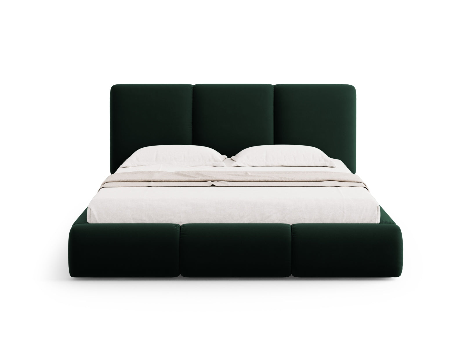 Nicolas Velour Bett mit Stauraum und Headboard  in Bottle Green präsentiert im Onlineshop von KAQTU Design AG. Bett ist von Cosmopolitan Design