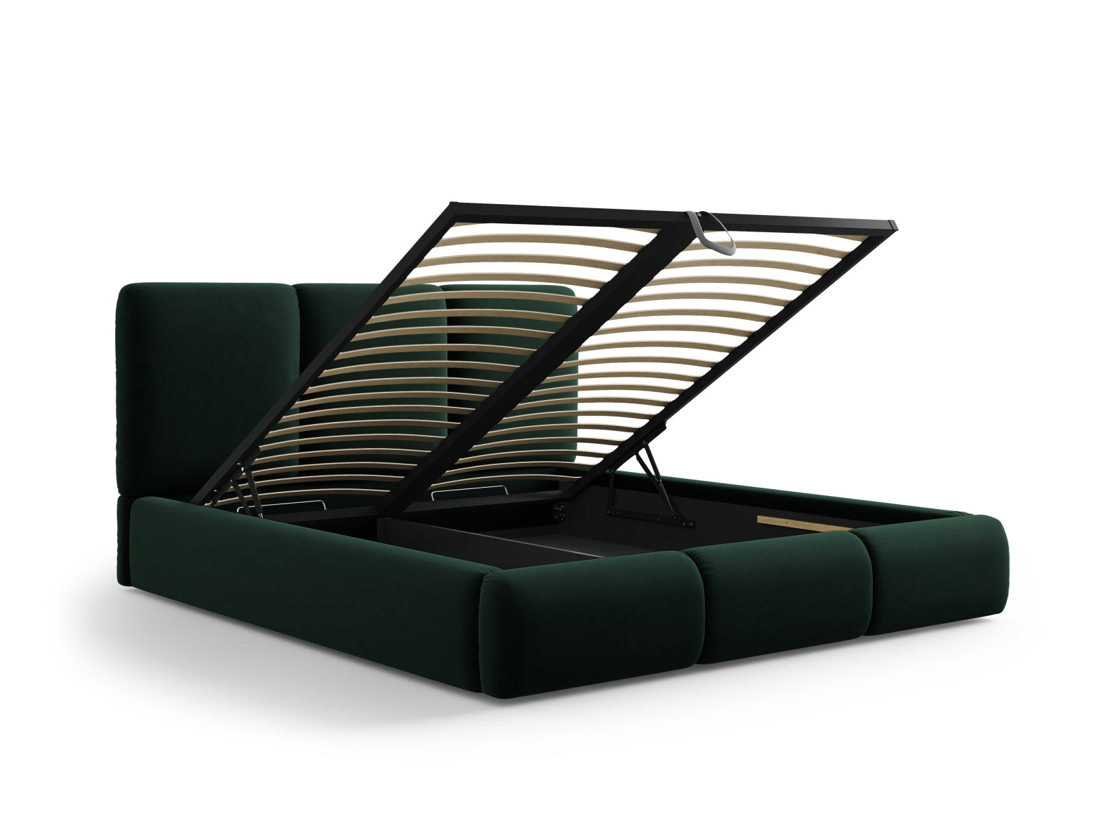 Nicolas Velour Bett mit Stauraum und Headboard  in Bottle Green präsentiert im Onlineshop von KAQTU Design AG. Bett ist von Cosmopolitan Design