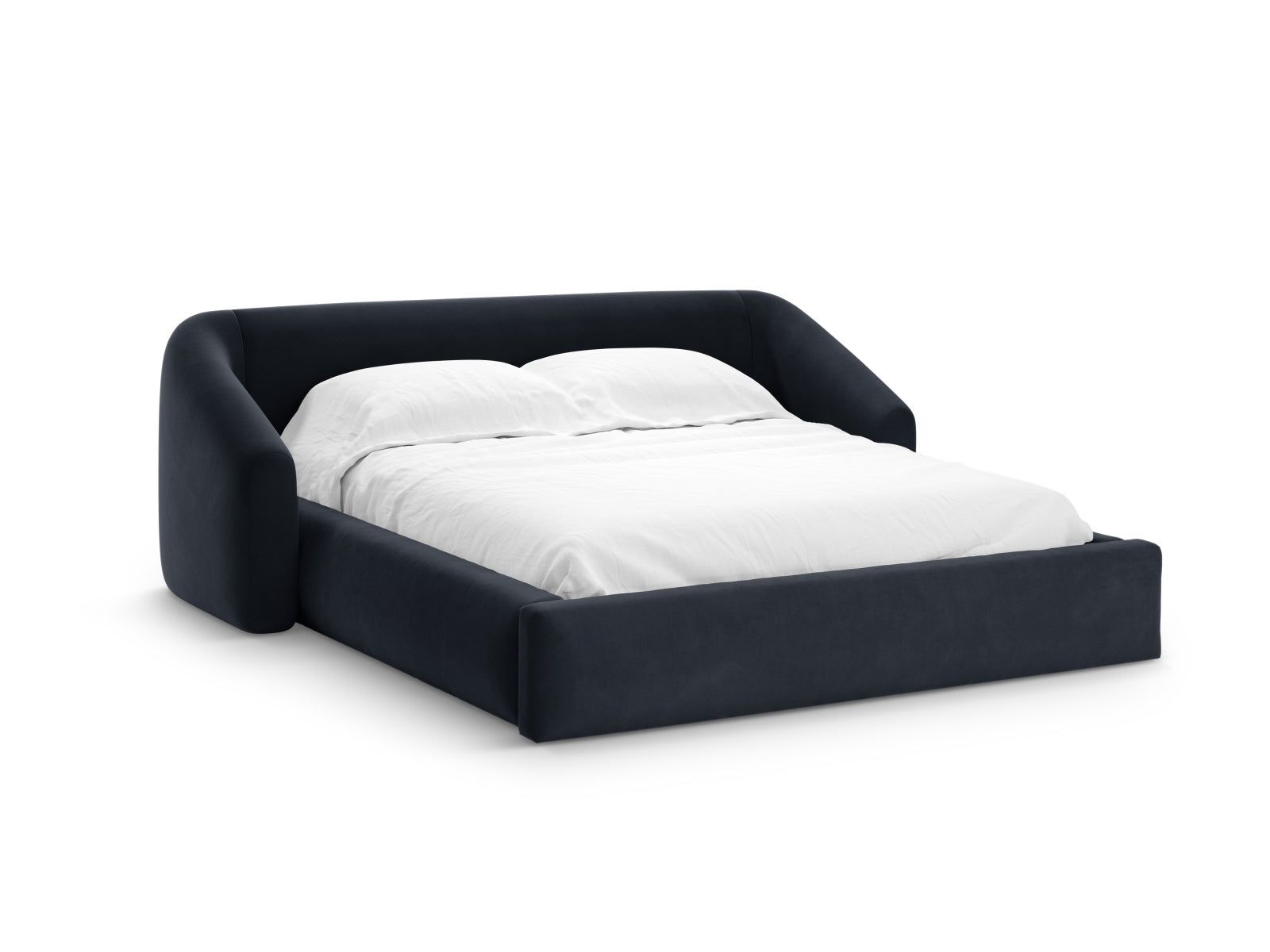 Campi Velour Bett mit Stauraum und Headboard  in Dark Blue präsentiert im Onlineshop von KAQTU Design AG. Bett ist von Cosmopolitan Design
