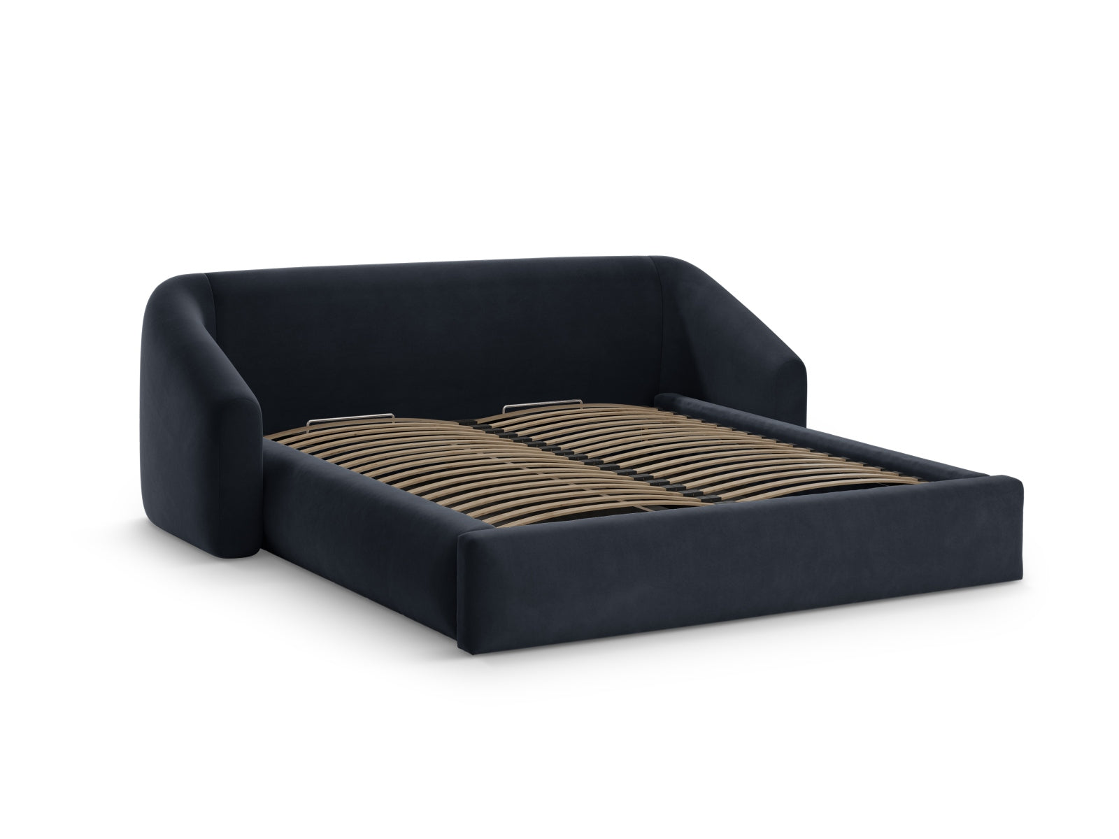 Entdecken Sie das elegante Campi Velour Bett von Cosmopolitan Design: modern, funktional mit Stauraum und einem komfortablen Headboard für Ihr Schlafzimmer!