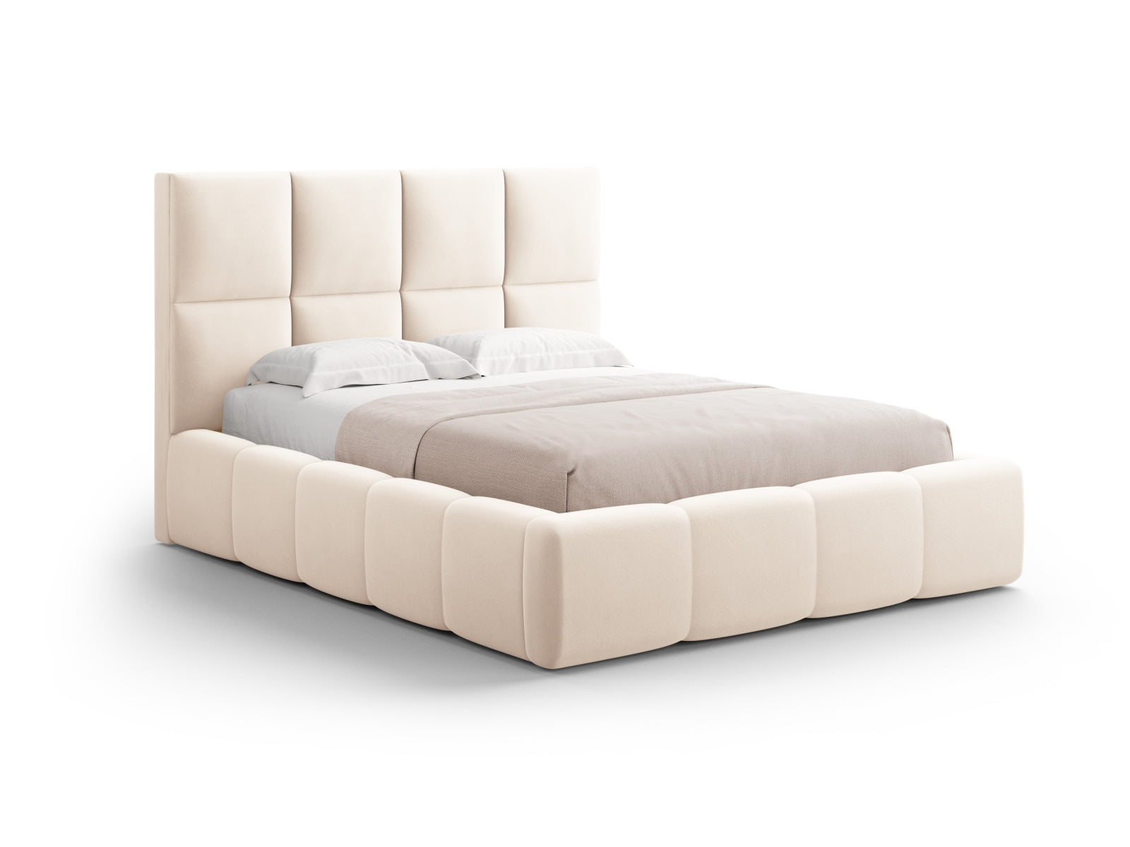 Livigno Bett mit Stauraum mit Kopfteil 160cm in Light Beige-Bluvel präsentiert im Onlineshop von KAQTU Design AG. Bett ist von Cosmopolitan Design