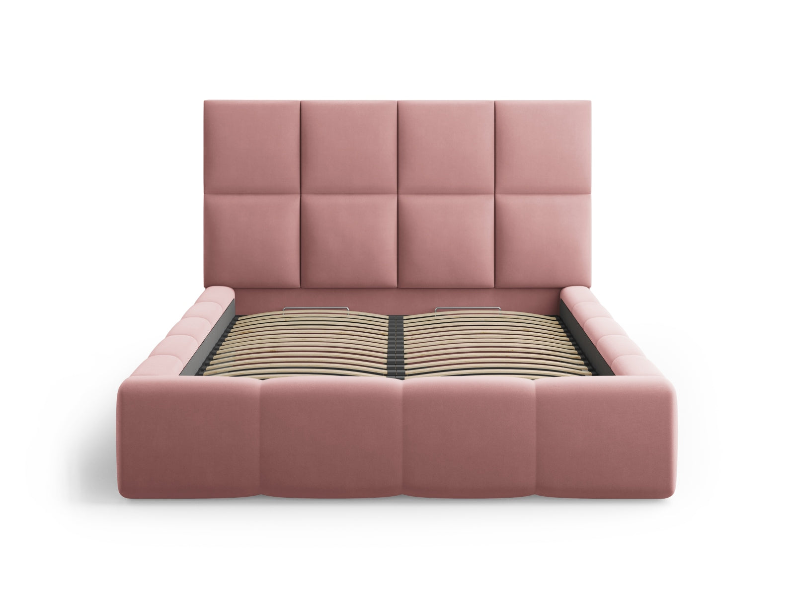 Modernes Livigno Bett mit integriertem Stauraum und geschmackvollem Kopfteil, 160 cm breit, perfekt für stilvolle Schlafzimmer.
