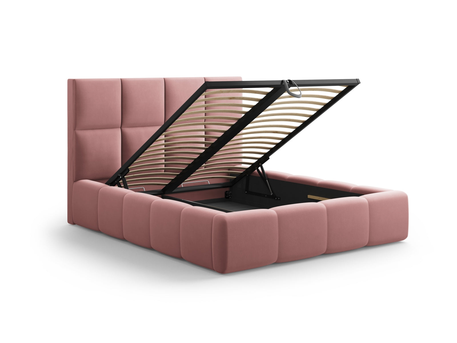 Elegantes Livigno Bett mit praktischem Stauraum und stilvollem Kopfteil, 160 cm breit, ideal für moderne Schlafzimmer.