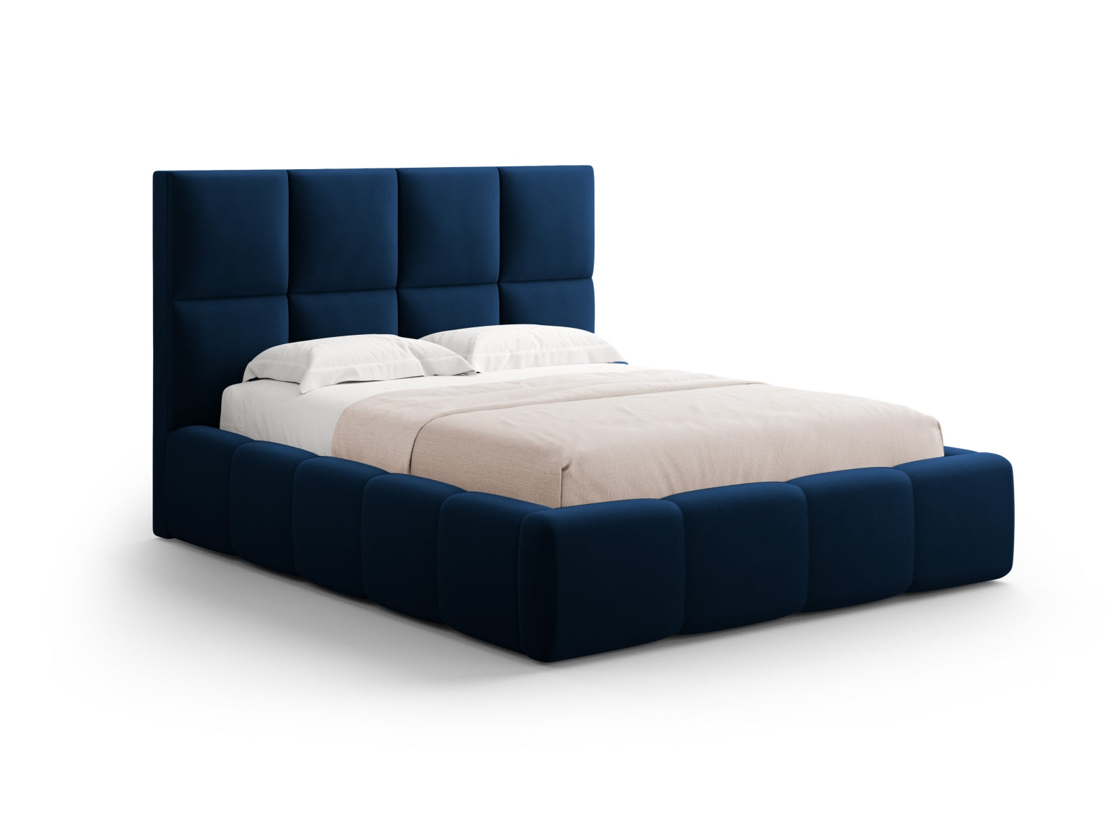 Livigno Bett mit Stauraum mit Kopfteil 160cm in Royal Blue-Bluvel präsentiert im Onlineshop von KAQTU Design AG. Bett ist von Cosmopolitan Design