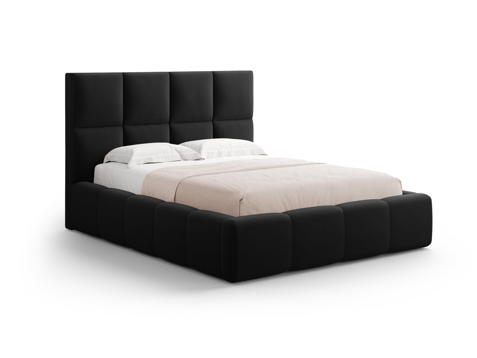 Livigno Bett mit Stauraum mit Kopfteil 160cm in Black-Bluvel präsentiert im Onlineshop von KAQTU Design AG. Bett ist von Cosmopolitan Design