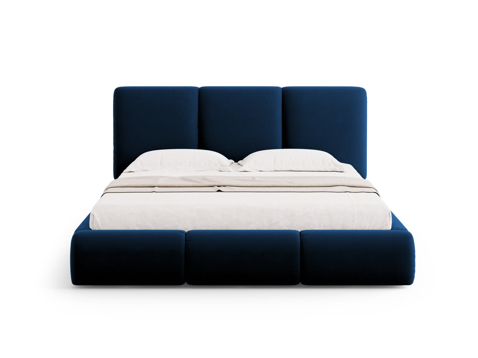 Nicolas Velour Bett mit Stauraum und Headboard  in Royal Blue präsentiert im Onlineshop von KAQTU Design AG. Bett ist von Cosmopolitan Design