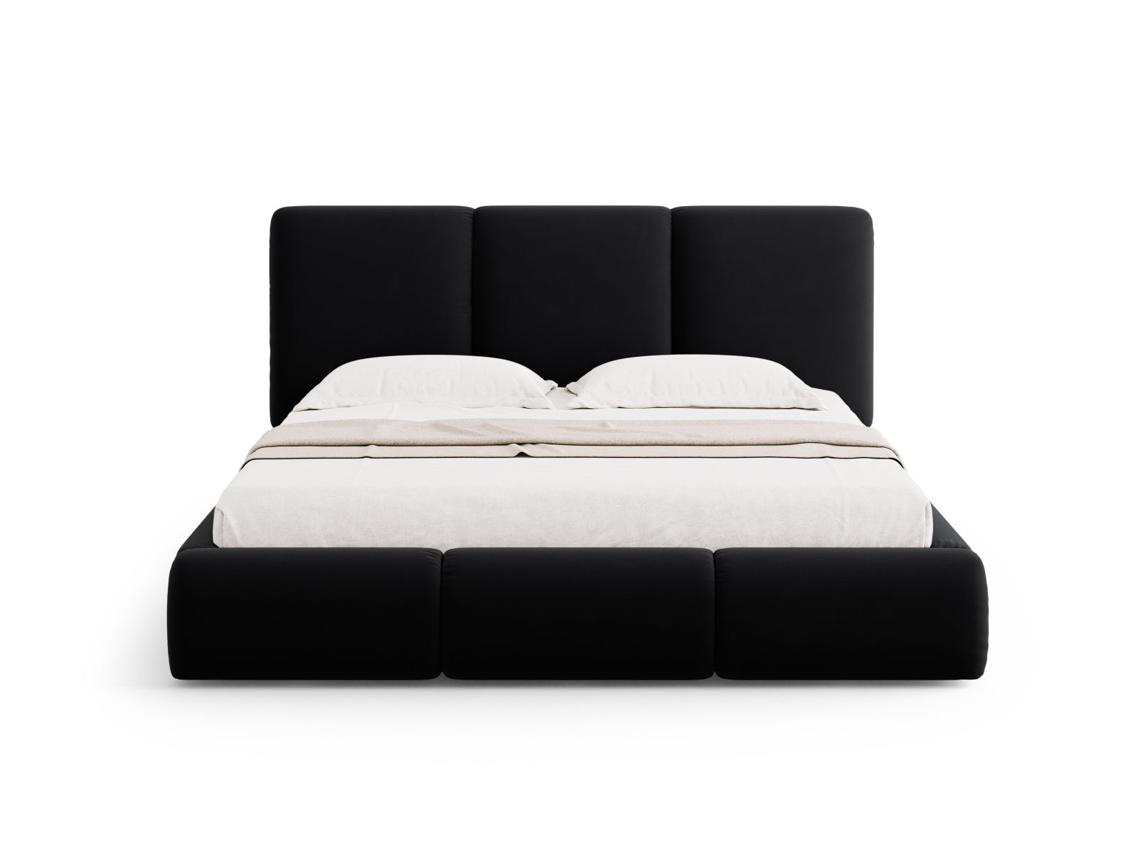 Nicolas Velour Bett mit Stauraum und Headboard  in Black präsentiert im Onlineshop von KAQTU Design AG. Bett ist von Cosmopolitan Design