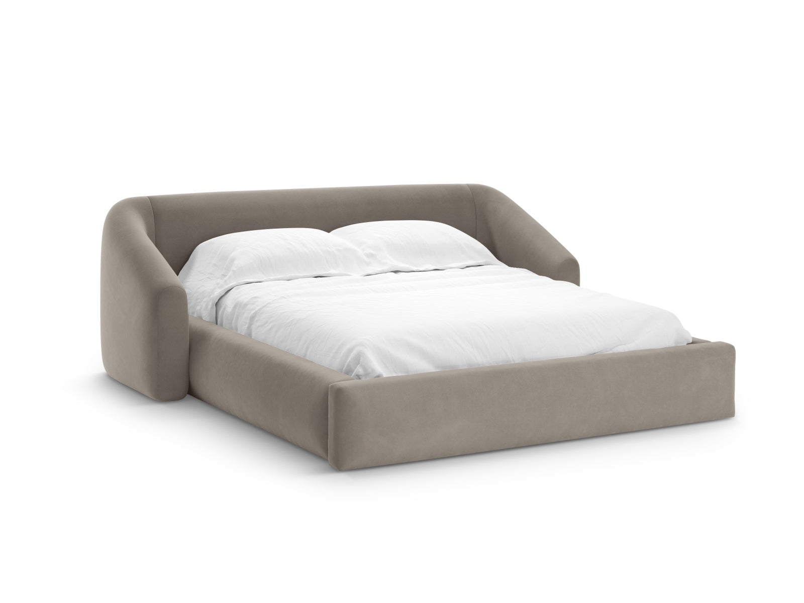 Campi Velour Bett mit Stauraum und Headboard  in Cappuccino präsentiert im Onlineshop von KAQTU Design AG. Bett ist von Cosmopolitan Design