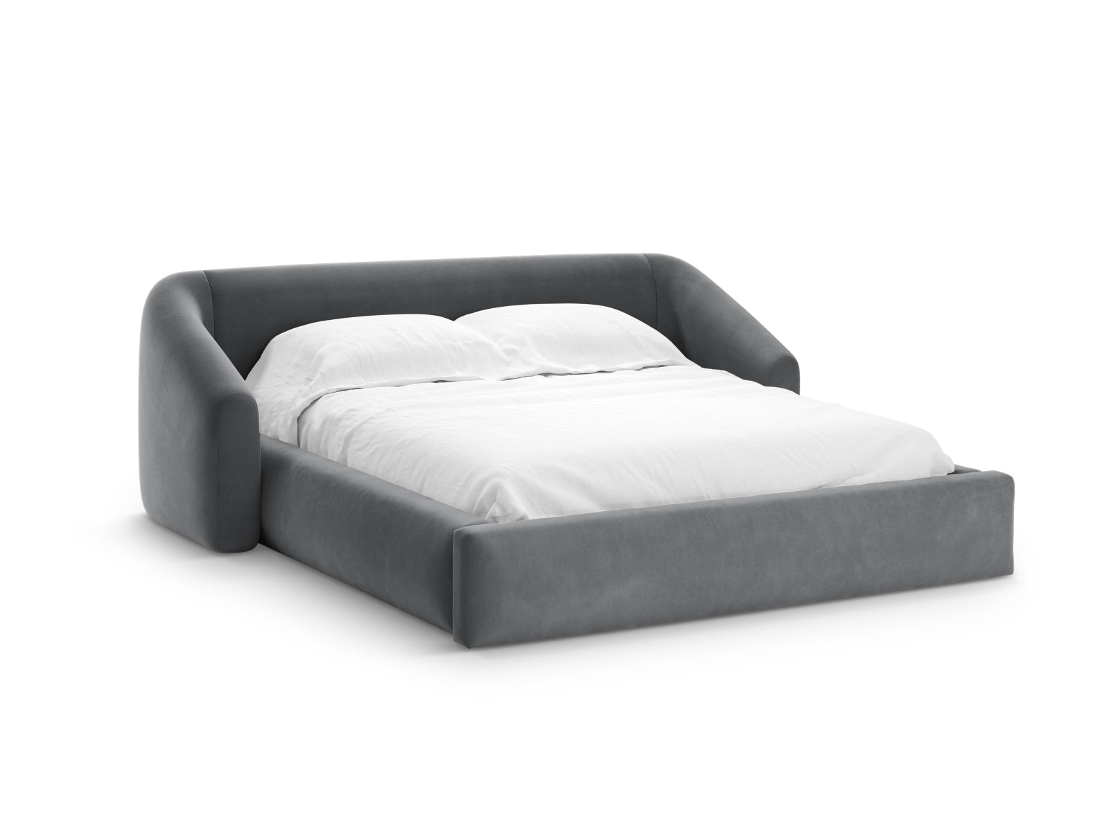 Campi Velour Bett mit Stauraum und Headboard  in Grey präsentiert im Onlineshop von KAQTU Design AG. Bett ist von Cosmopolitan Design