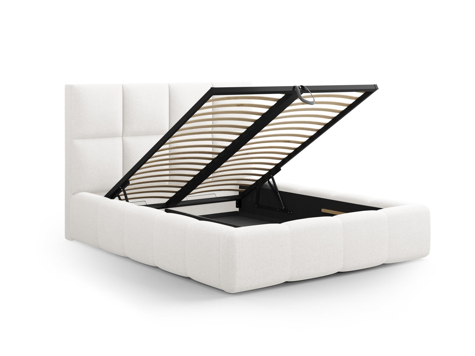 Elegantes Livigno Bett mit 180 cm Kopfteil und praktischem Stauraum, ideal für stilvolle und platzsparende Schlafzimmer.