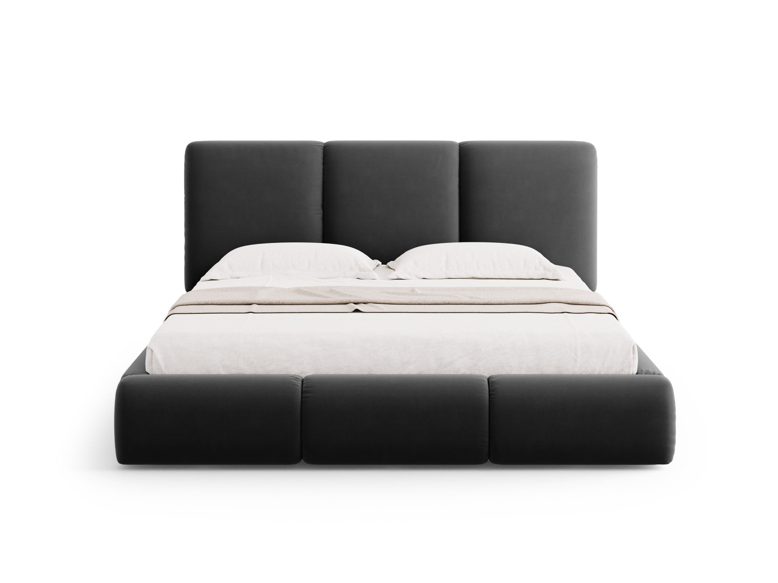 Nicolas Velour Bett mit Stauraum und Headboard  in Dark Grey präsentiert im Onlineshop von KAQTU Design AG. Bett ist von Cosmopolitan Design