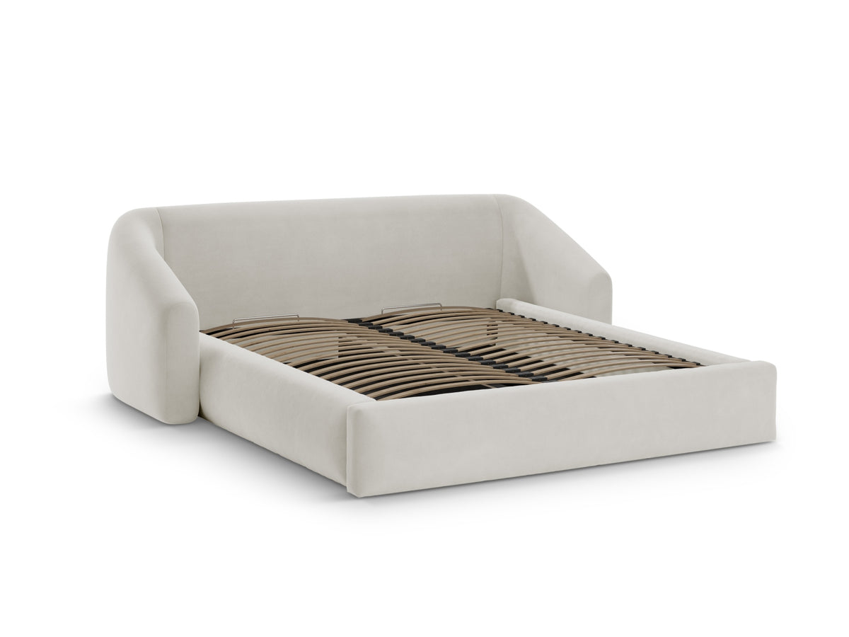 Campi Bett mit Stauraum und Headboard 200cm in Dark Beige-Bluvel präsentiert im Onlineshop von KAQTU Design AG. Bett ist von Cosmopolitan Design