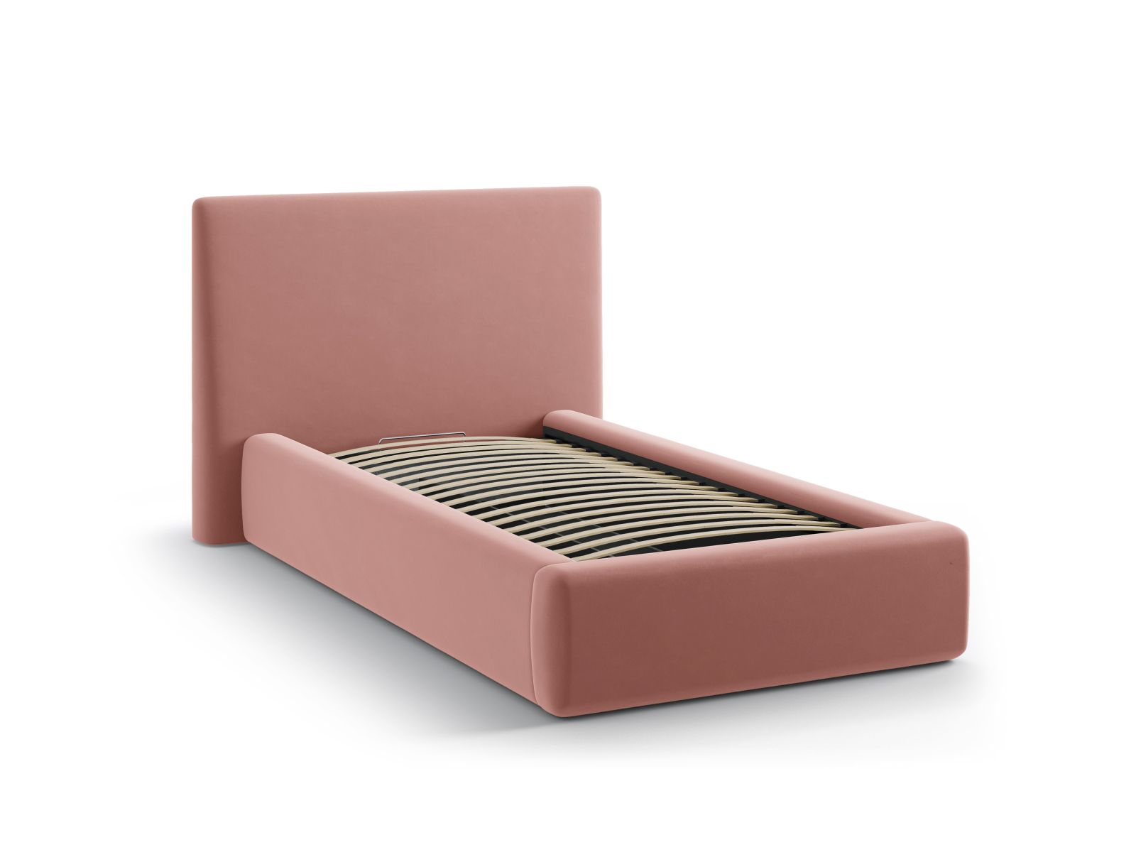 Elegantes Asti Bett in 90 cm Breite, ideal für platzsparende Schlafzimmer, mit integriertem Stauraum und geschmackvollem Kopfteil.