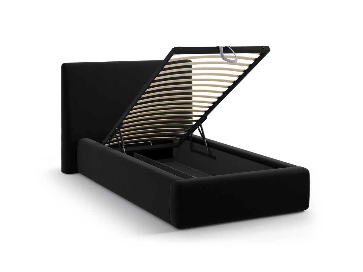 Asti Bett mit Stauraum mit Kopfteil 90cm in Black-Magic Velvet präsentiert im Onlineshop von KAQTU Design AG. Bett ist von Cosmopolitan Design