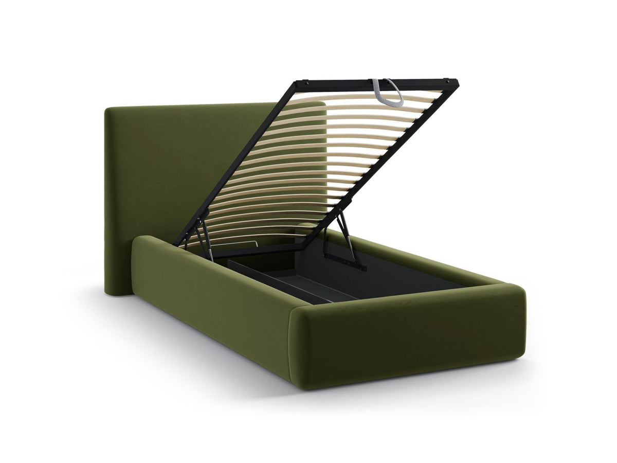 Asti Bett mit Stauraum mit Kopfteil 90cm in Army Green-Magic Velvet präsentiert im Onlineshop von KAQTU Design AG. Bett ist von Cosmopolitan Design