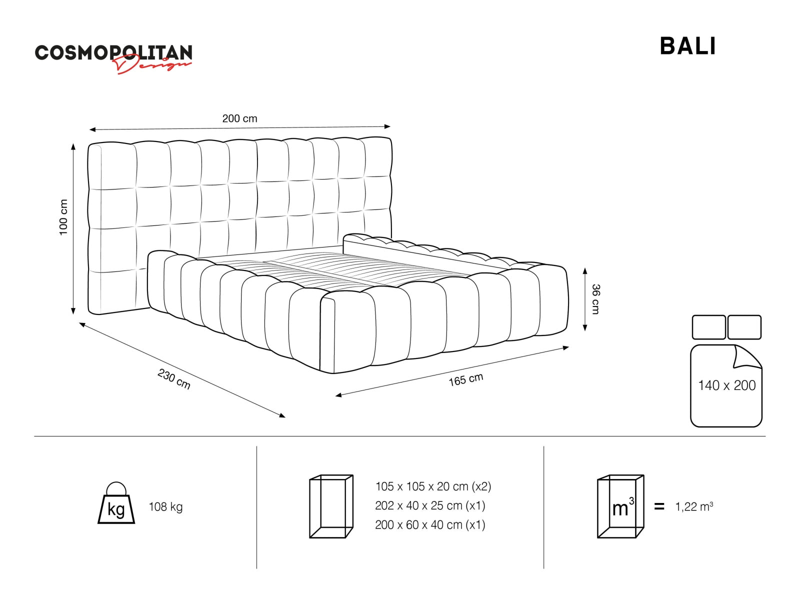 Modernes Bali Bett mit doppeltem Kopfteil und integriertem Stauraum in Dunkelblau, perfekt für eine stilvolle und funktionale Schlafzimmereinrichtung.