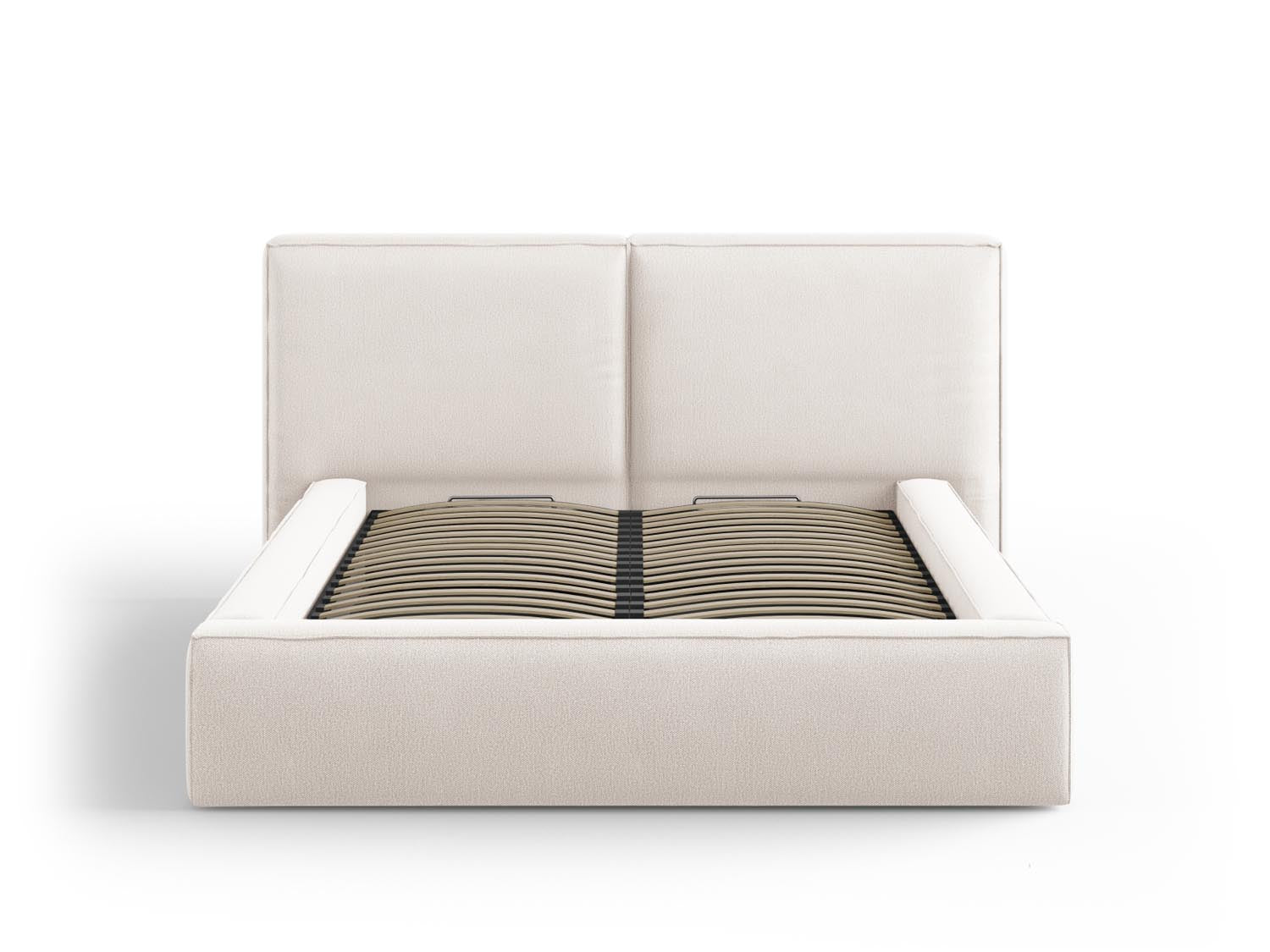 Arendal Bett mit Stauraumfunktion mit doppeltem Headboard  194cm in Light Beige präsentiert im Onlineshop von KAQTU Design AG. Bett ist von Cosmopolitan Design