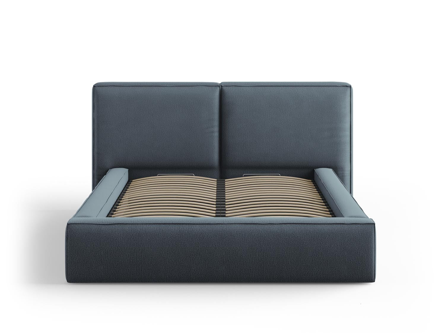 Arendal Bett mit Stauraumfunktion mit doppeltem Headboard  194cm in Blue präsentiert im Onlineshop von KAQTU Design AG. Bett ist von Cosmopolitan Design