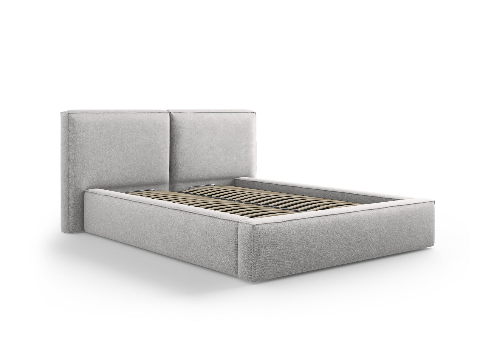 Arendal Bett mit Stauraumfunktion mit doppeltem Headboard  194cm in Light Grey präsentiert im Onlineshop von KAQTU Design AG. Bett ist von Cosmopolitan Design
