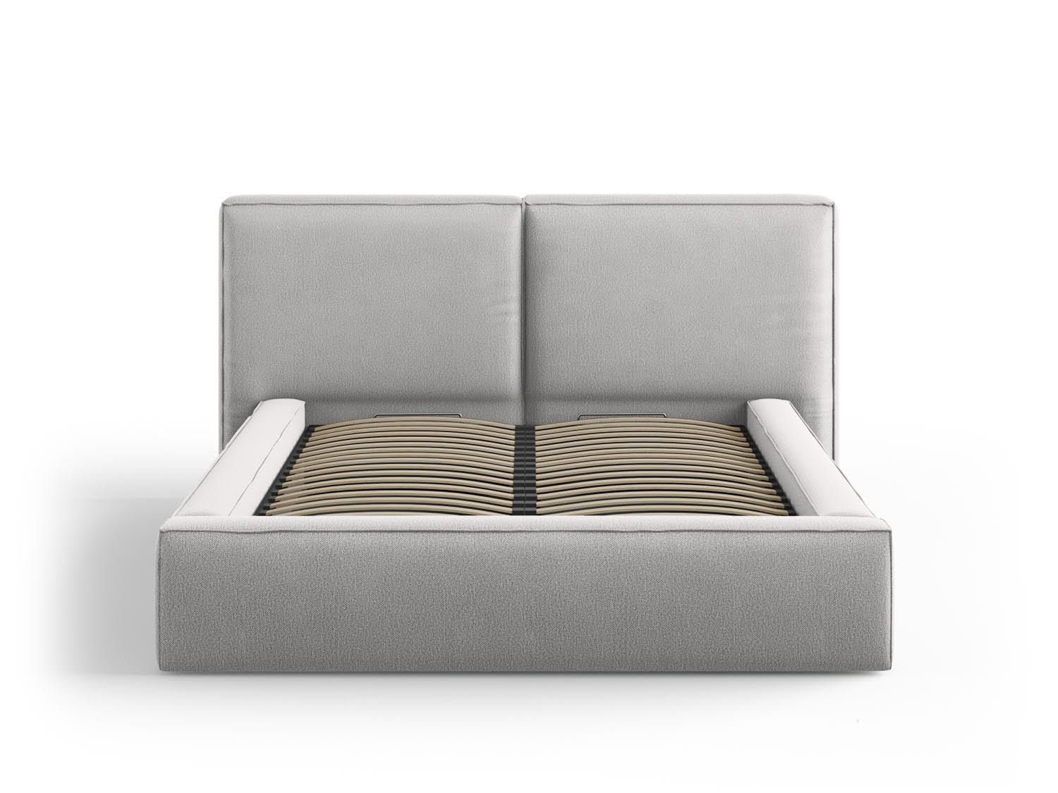 Arendal Bett mit Stauraumfunktion mit doppeltem Headboard  194cm in Light Grey präsentiert im Onlineshop von KAQTU Design AG. Bett ist von Cosmopolitan Design