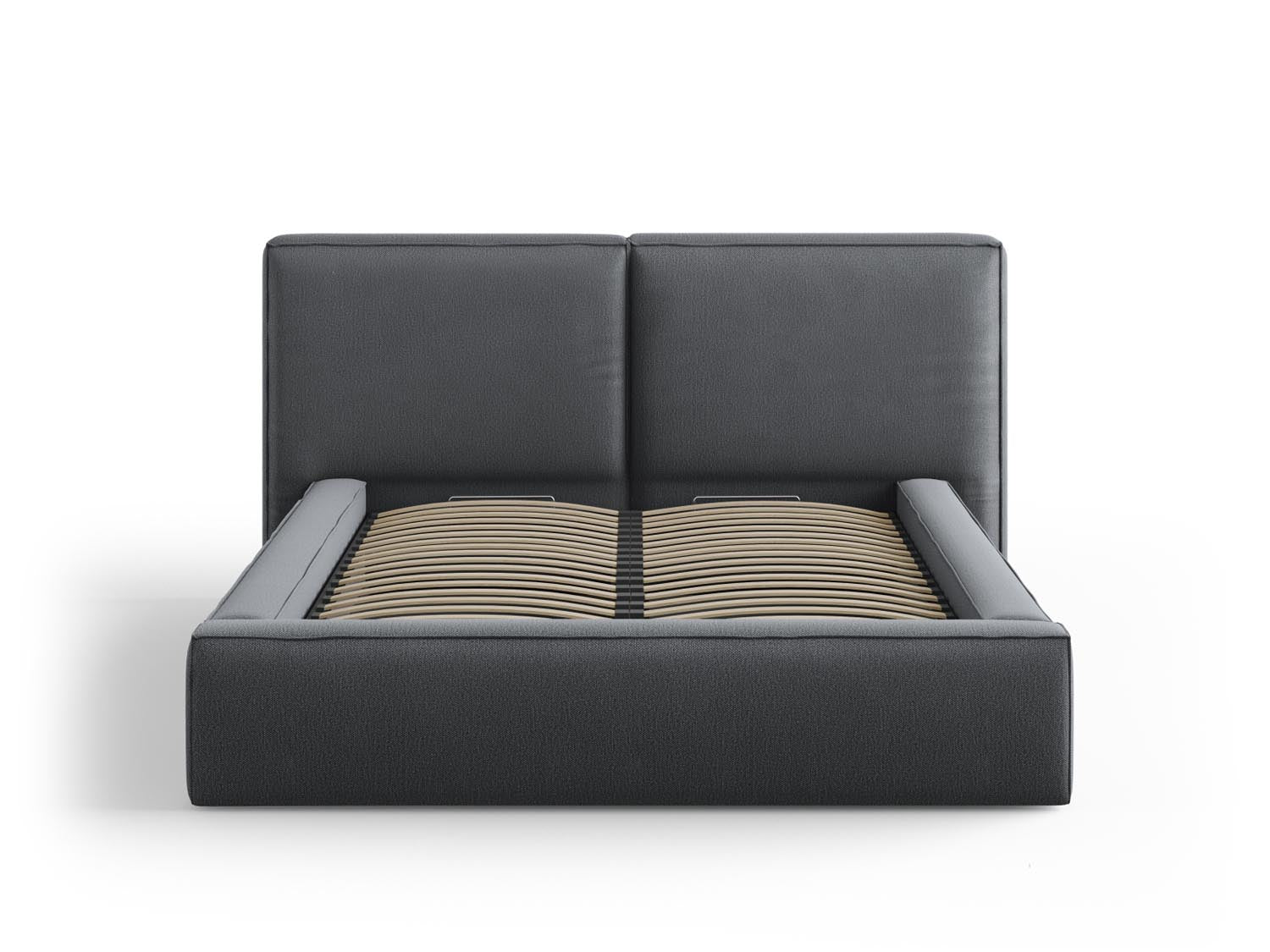Arendal Bett mit Stauraumfunktion mit doppeltem Headboard  194cm in Dark Grey präsentiert im Onlineshop von KAQTU Design AG. Bett ist von Cosmopolitan Design
