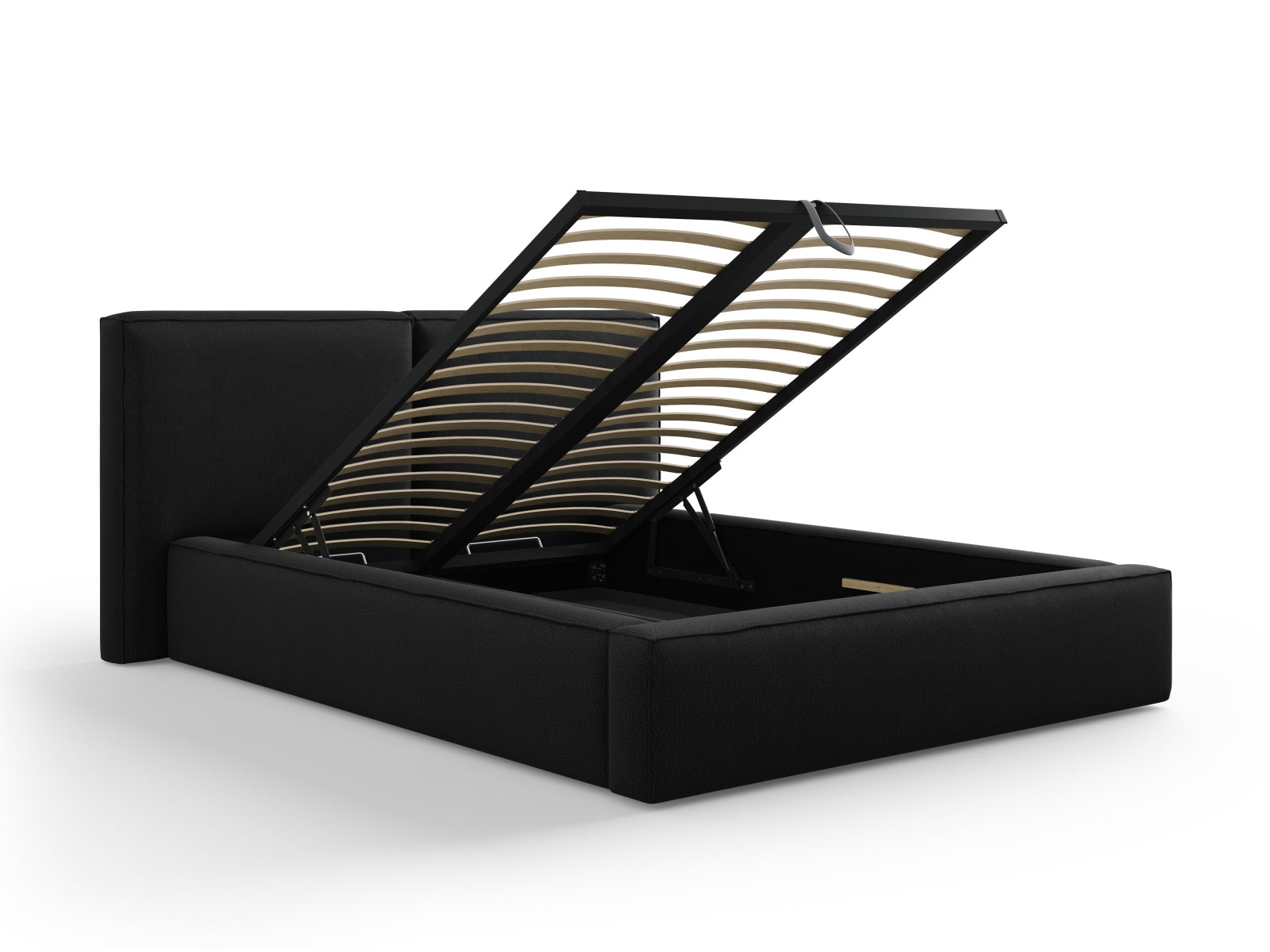 Arendal Bett mit Stauraumfunktion mit doppeltem Headboard  194cm in Black präsentiert im Onlineshop von KAQTU Design AG. Bett ist von Cosmopolitan Design