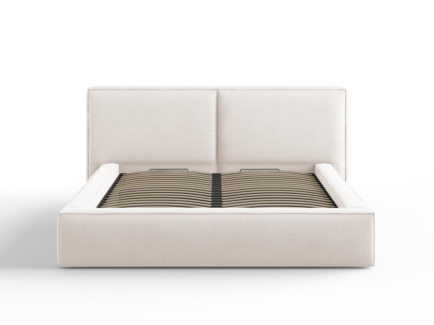 Arendal Bett mit Stauraumfunktion mit doppeltem Headboard  214cm in Light Beige präsentiert im Onlineshop von KAQTU Design AG. Bett ist von Cosmopolitan Design
