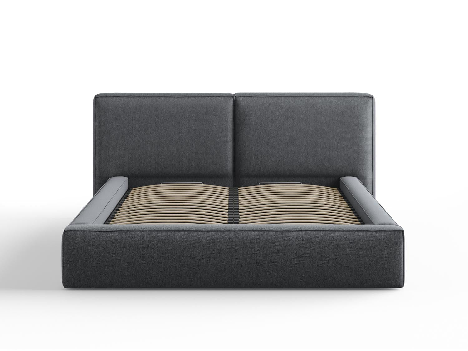 Arendal Bett mit Stauraumfunktion mit doppeltem Headboard  214cm in Dark Grey präsentiert im Onlineshop von KAQTU Design AG. Bett ist von Cosmopolitan Design