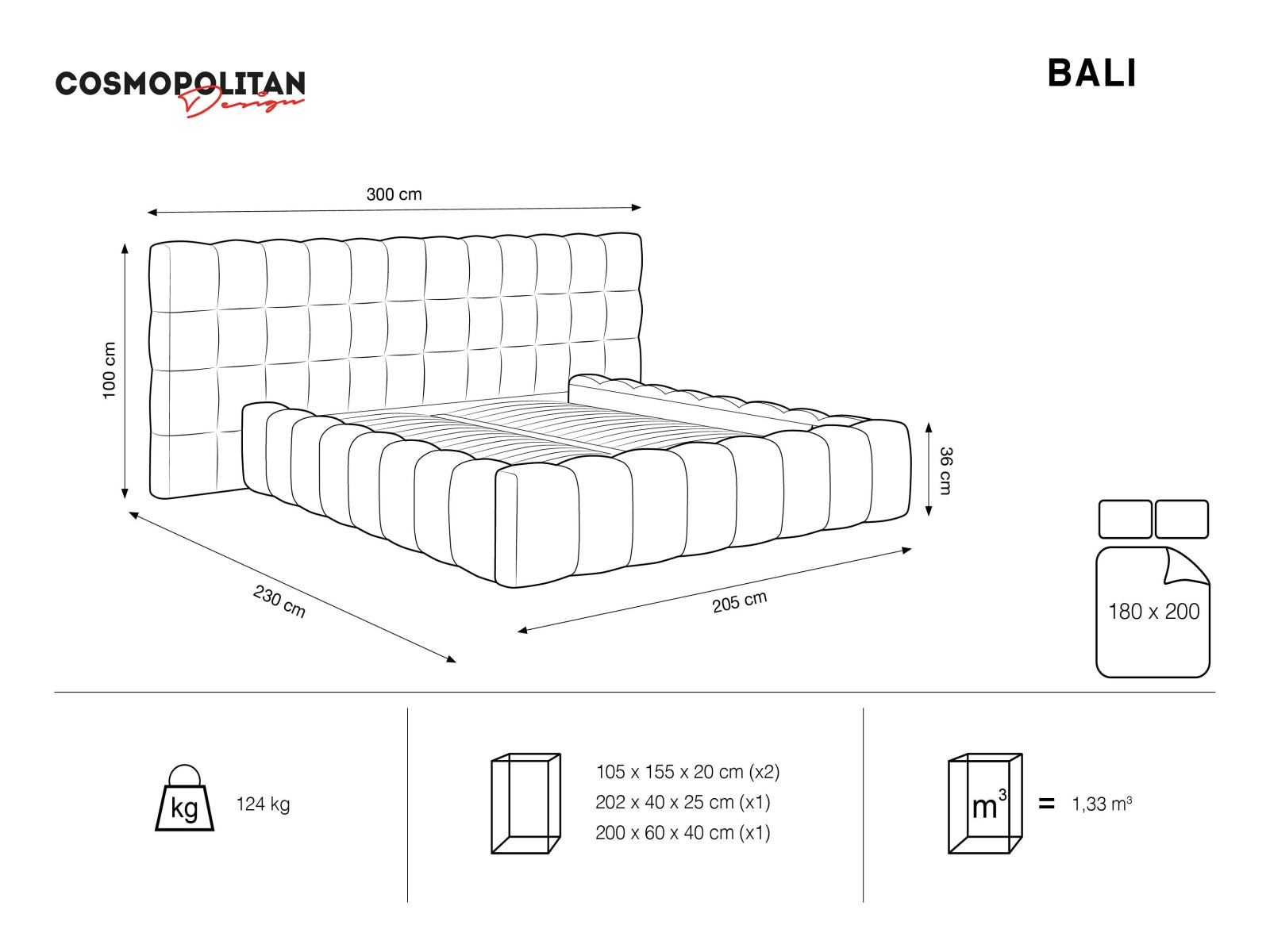 Modernes Bali Bett mit doppeltem Kopfteil und integriertem Stauraum in Royal Blue-Bluvel, perfekt für ein elegantes Schlafzimmer.