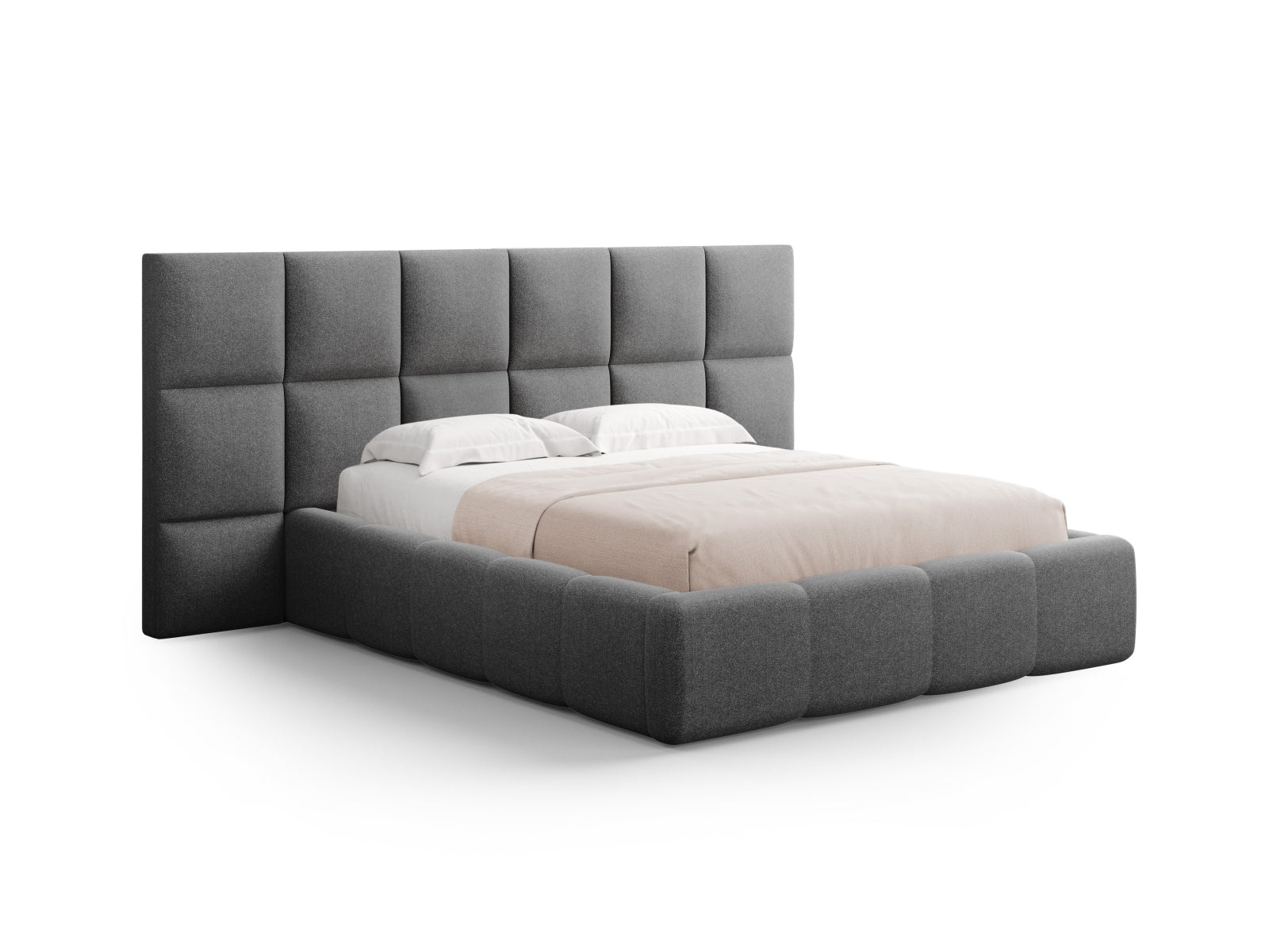 Livigno Bett mit Stauraum mit Kopfteil 180cm in Dark Grey präsentiert im Onlineshop von KAQTU Design AG. Bett ist von Cosmopolitan Design