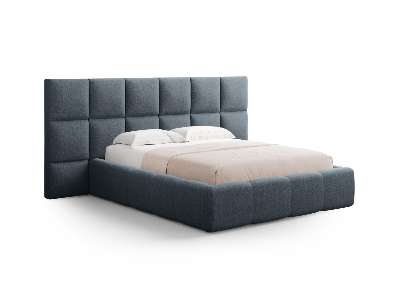 Modernes Livigno Bett mit doppeltem Kopfteil und integriertem Stauraum, 180 cm, ideal für ein stilvolles und funktionales Schlafzimmer.